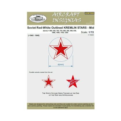 1:72 Soviet Red-White Outlined Kremlin Stars - Mid