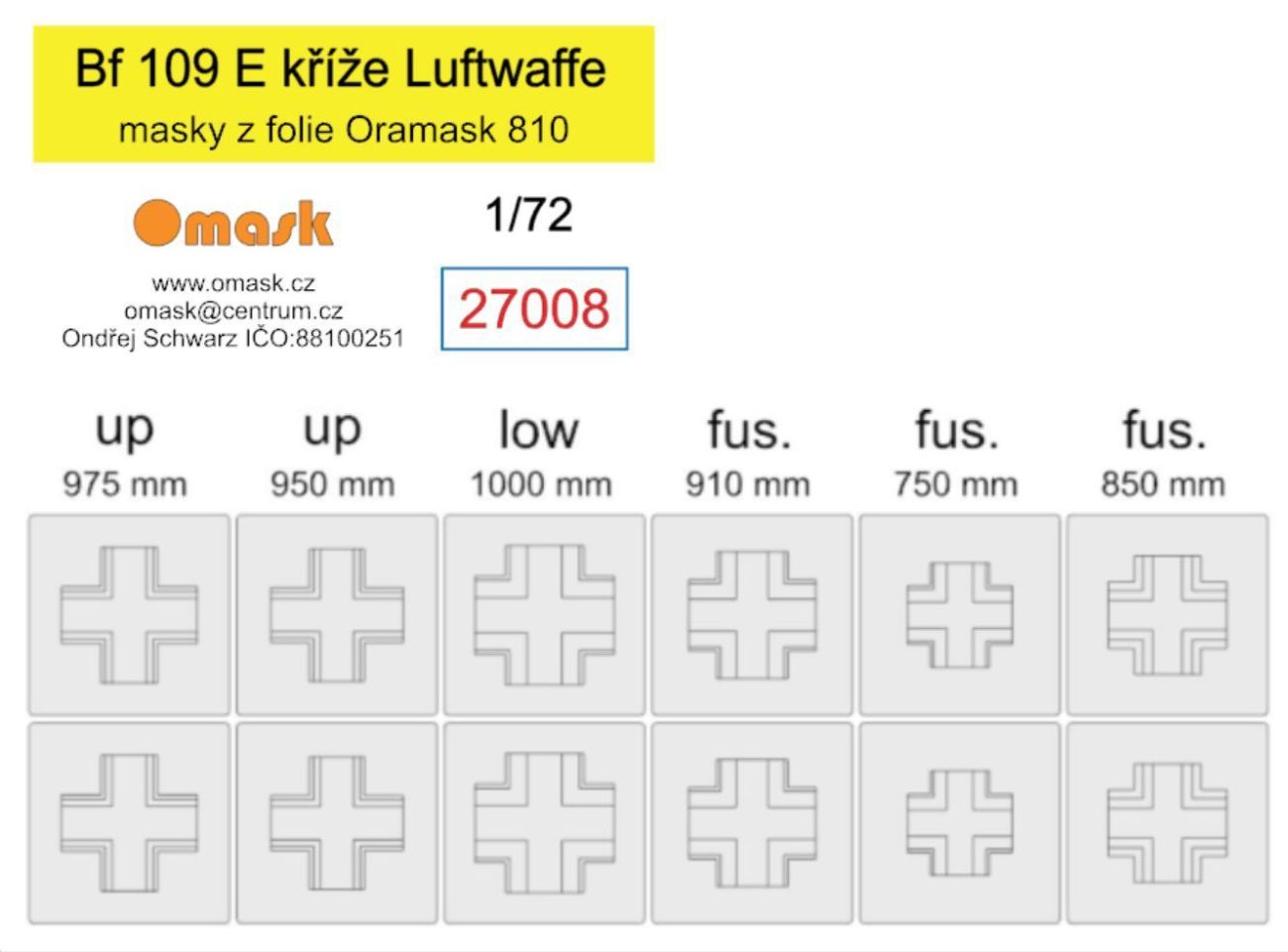 1:72 Bf 109 E kříže Luftwaffe