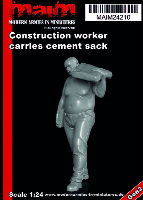 1:24 Construction Worker (fat Tony) carries cement sack