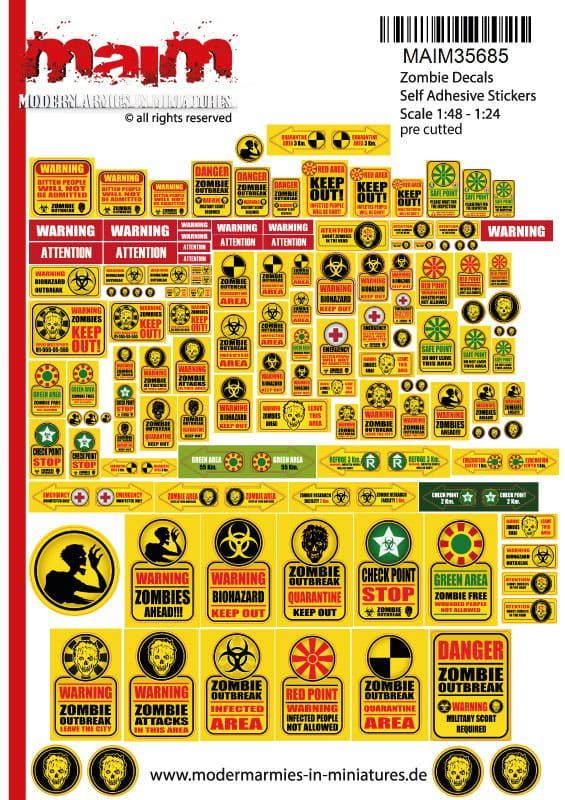 Postapocalyptic / Zombie Warning Signs (self adhesive Decals - Mega Pack 2) / Uniscale