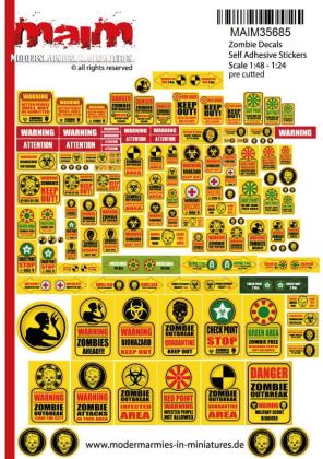 Postapocalyptic / Zombie Warning Signs (self adhesive Decals - Mega Pack 2) / Uniscale