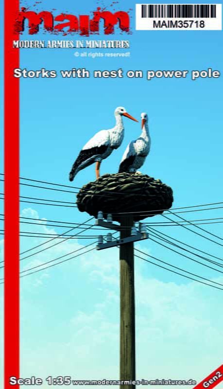 1:35 Storks with nest on power pole