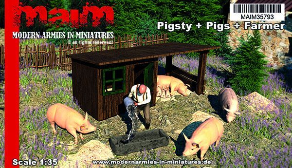 1:35 Pigsty + 4 Pigs + Farmer