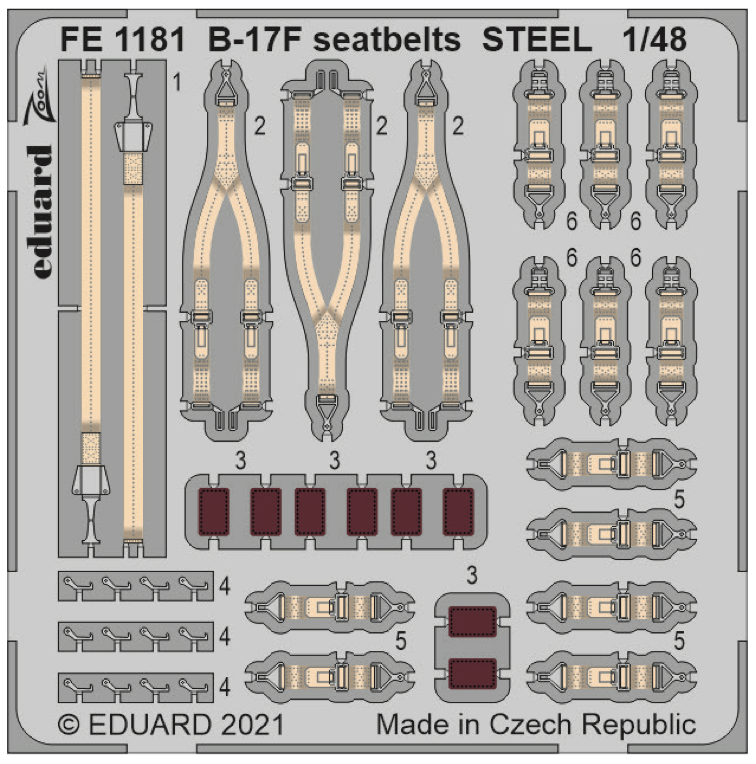 1:48 Boeing B-17F Flying Fortress seatbelts STEEL