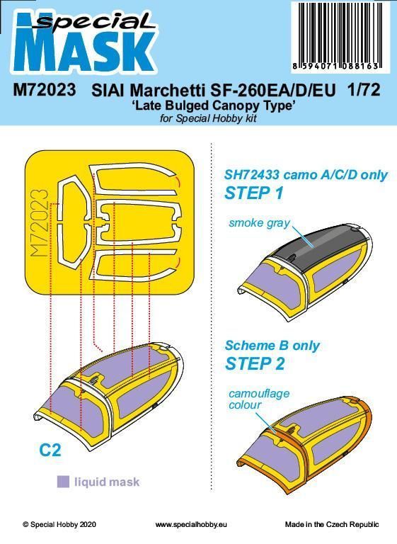 1:72 SIAI-Marchetti SF-260EA/D/EU ‘Late Bulged Canopy Type’ Mask