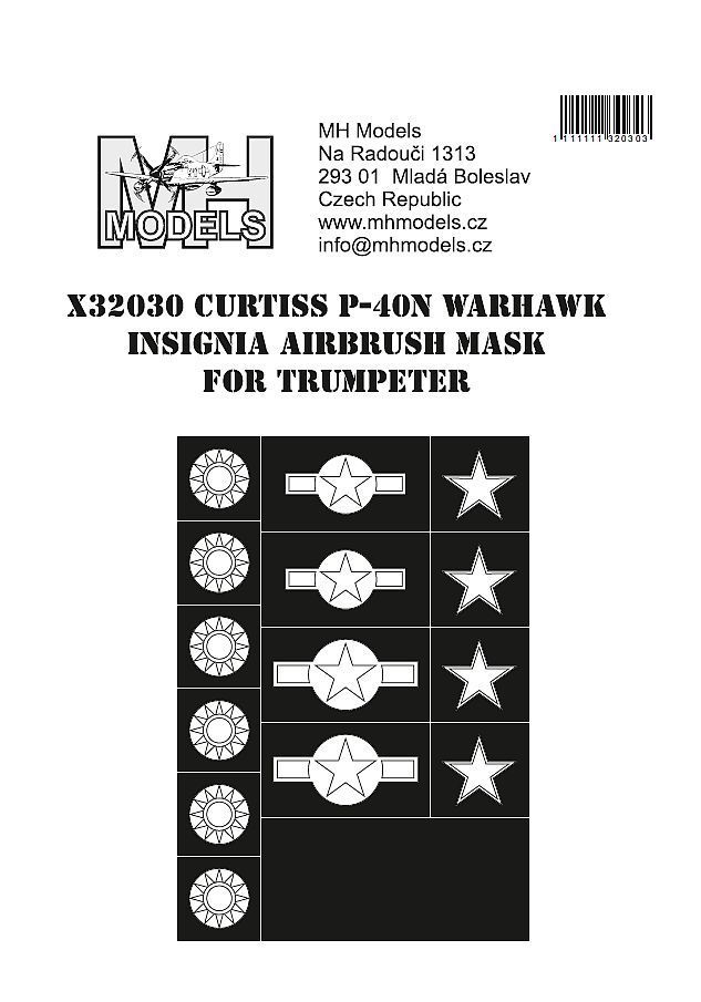1:32 Curtiss P-40N Warhawk Insignia Airbrush mask for Trumpeter