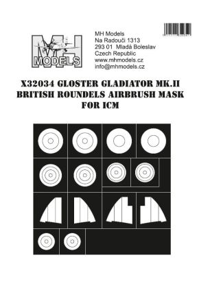 1:32 Gloster Gladiator Mk.II British roundels airbrush mask for ICM