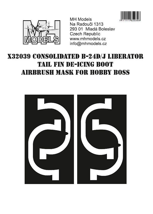 1:32 Consolidated B-24D/J Liberator Tail Fin De-icing Boot airbrush mask for Hobbyboss
