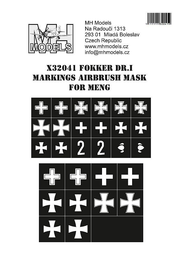 1:32 Fokker Dr.I Markings Airbrush Mask for Meng