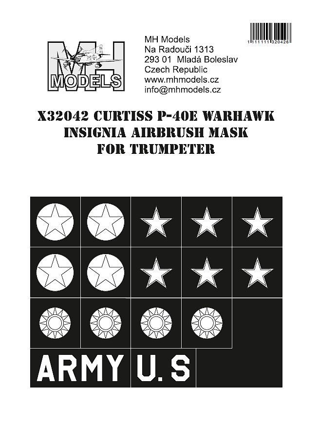1:32 Curtiss P-40E Warhawk Insignia Airbrush Mask for Trumpeter