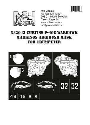 1:32 Curtiss P-40E Warhawk Markings Airbrush Mask for Trumpeter