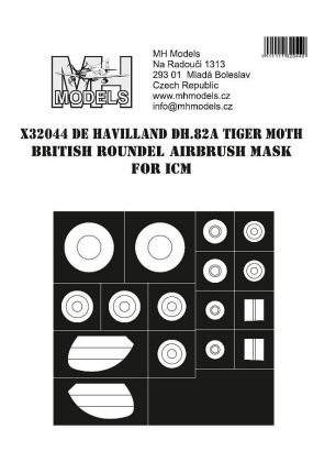 1:32 De Havilland DH.82A Tiger Moth British roundel airbrush mask for ICM