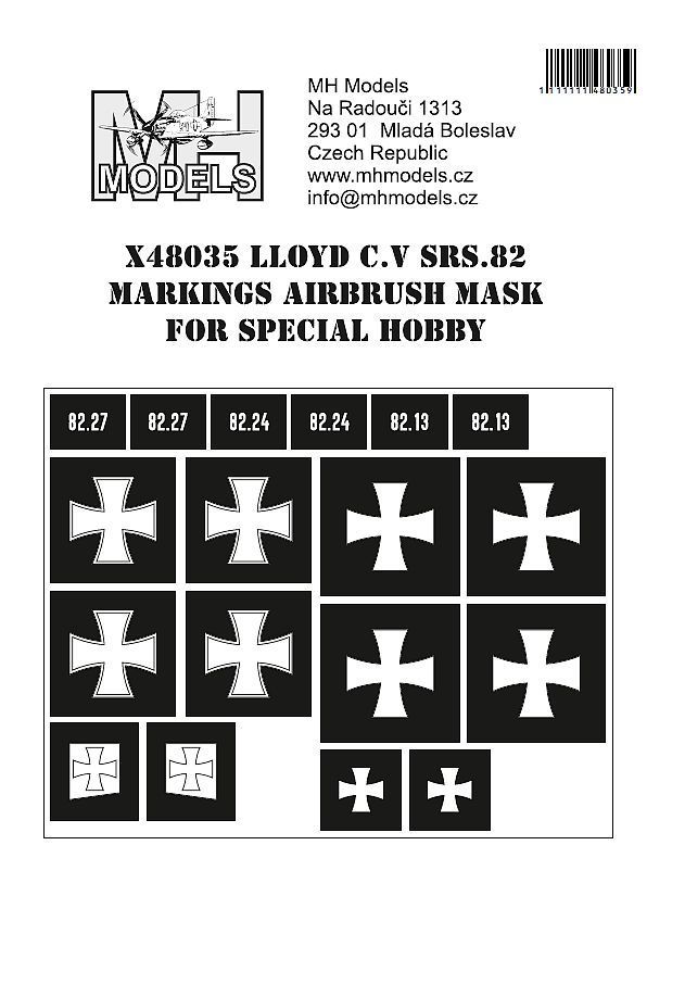 1:48 Lloyd C.V srs.82 markings airbrush mask for Special Hobby