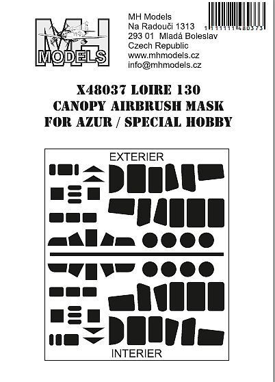 1:48 Loire 130 canopy airbrush mask for Azur / Special Hobby