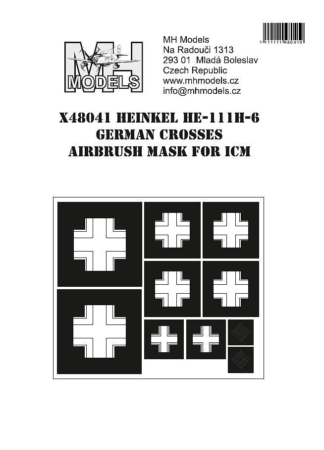1:48 Heinkel He-111H-6 German Crosses Airbrush mask for ICM
