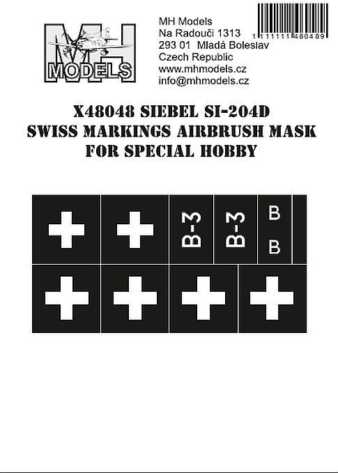 1:48 Siebel Si-204D Swiss markings airbrush mask for Special Hobby