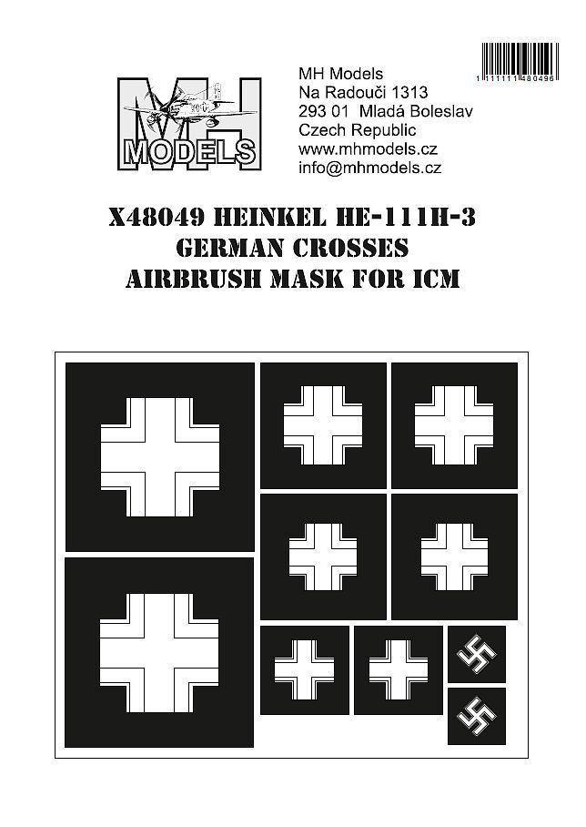 1:48 Heinkel He.111H-3 German Crosses airbrush mask for ICM