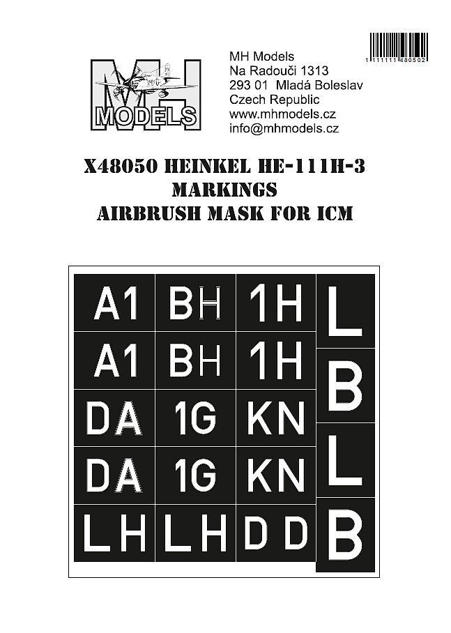 1:48 Heinkel He.111H-3 Markings airbrush mask for ICM