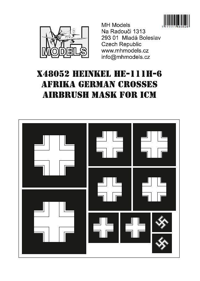 1:48 Heinkel He.111H-6 Africa German Crosses airbrush mask for ICM