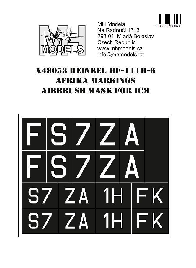 1:48 Heinkel He.111H-6 Africa Markings airbrush mask for ICM