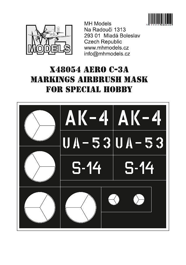 1:48 Aero C-3A Markings airbrush mask for Special Hobby
