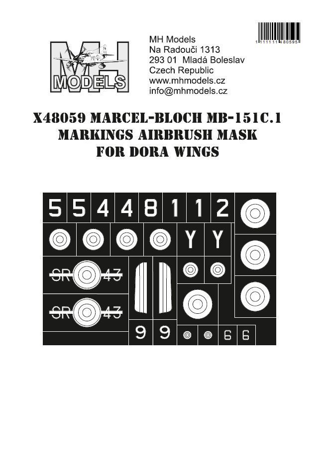 1:48 Marcel-Bloch MB-151C.1 Markings airbrush mask for Dora Wings