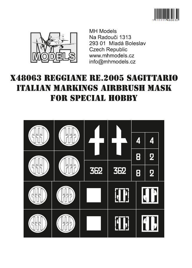 1:48 Reggiane Re.2005 Sagittario Italian Markings airbrush mask for Special Hobby