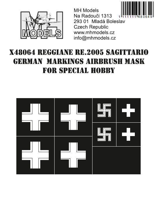 1:48 Reggiane Re.2005 Sagittario German Markings airbrush mask for Special Hobby