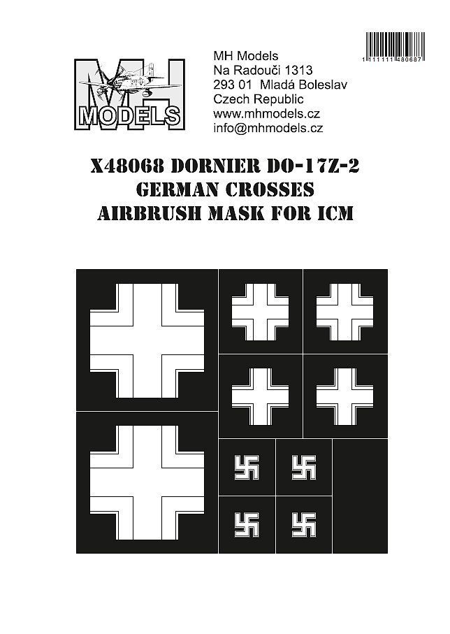 1:48 Dornier Do-17Z-2 German Crosses airbrush mask for ICM
