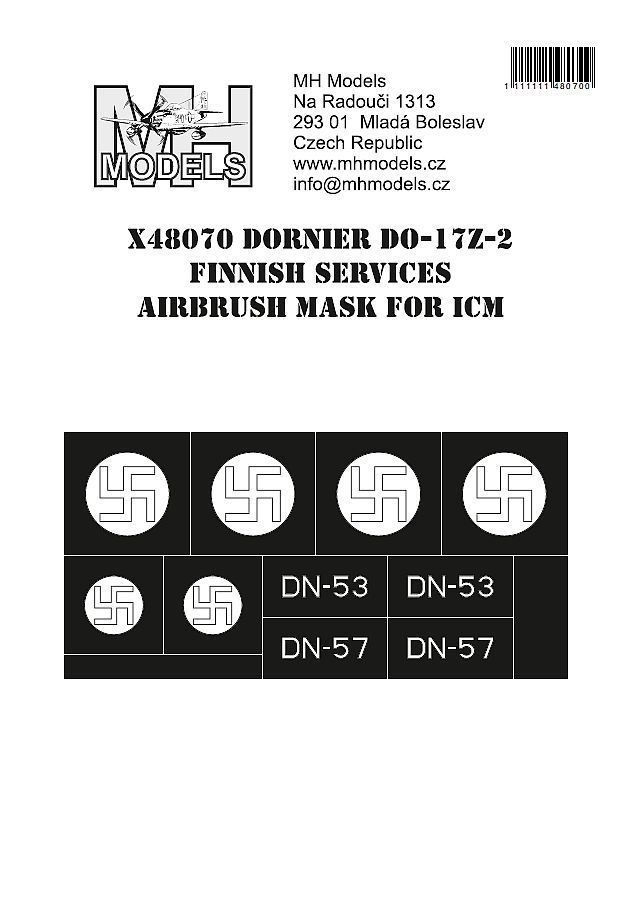 1:48 Dornier Do-17Z-2 Finnish Services airbrush mask for ICM