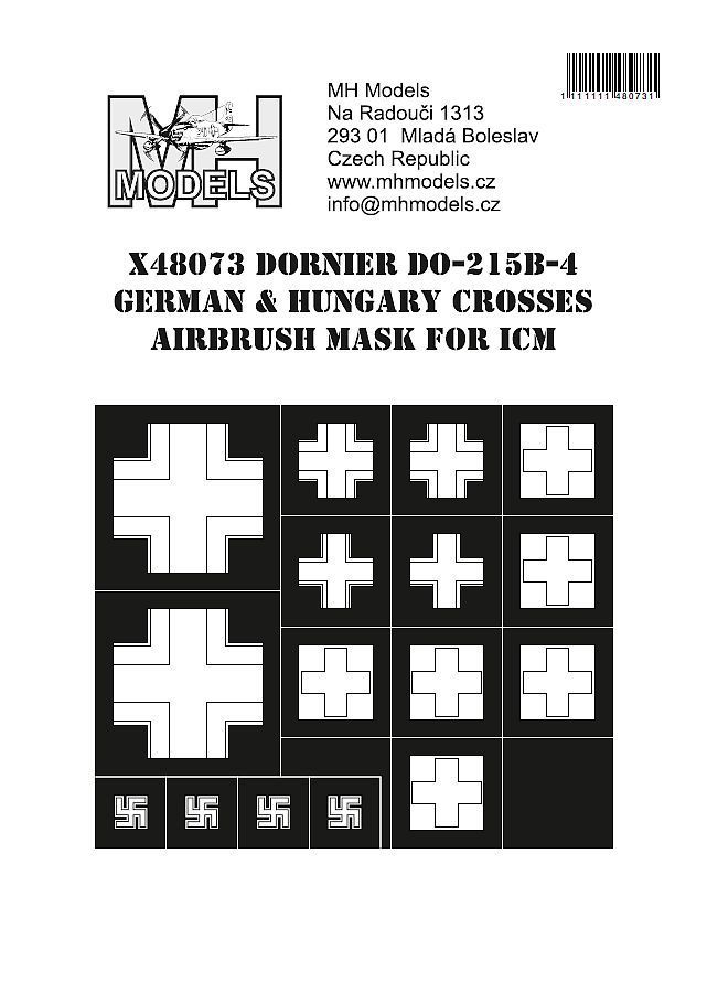 1:48 Dornier Do-215B-4 German & Hungary Crosses airbrush mask for ICM