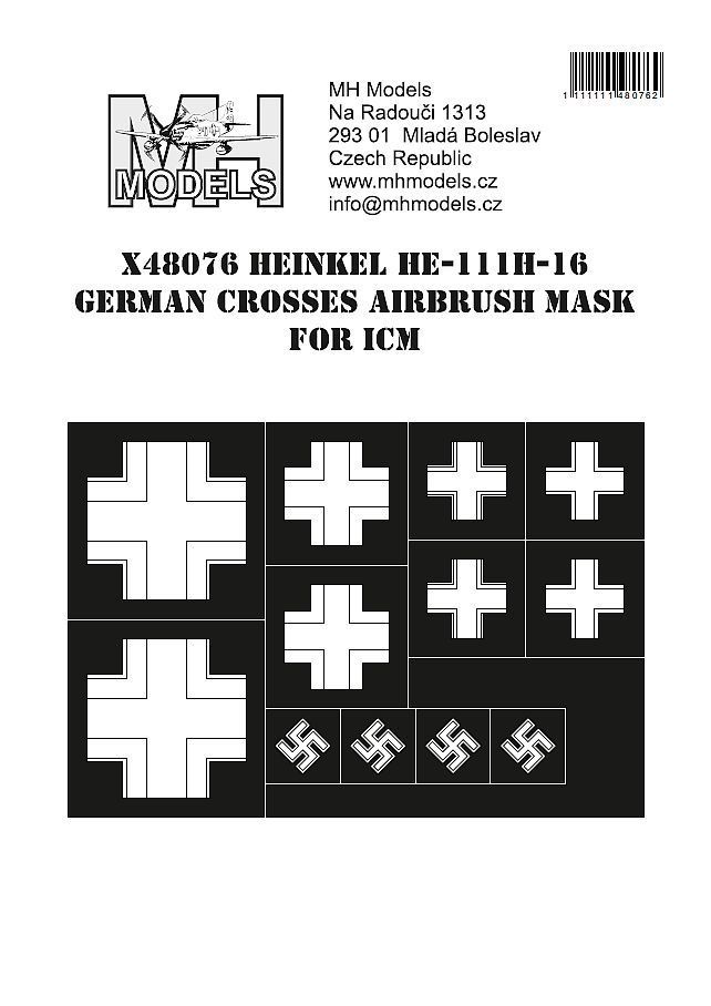 1:48 Heinkel He-111H-16 German Crosses airbrush mask for ICM