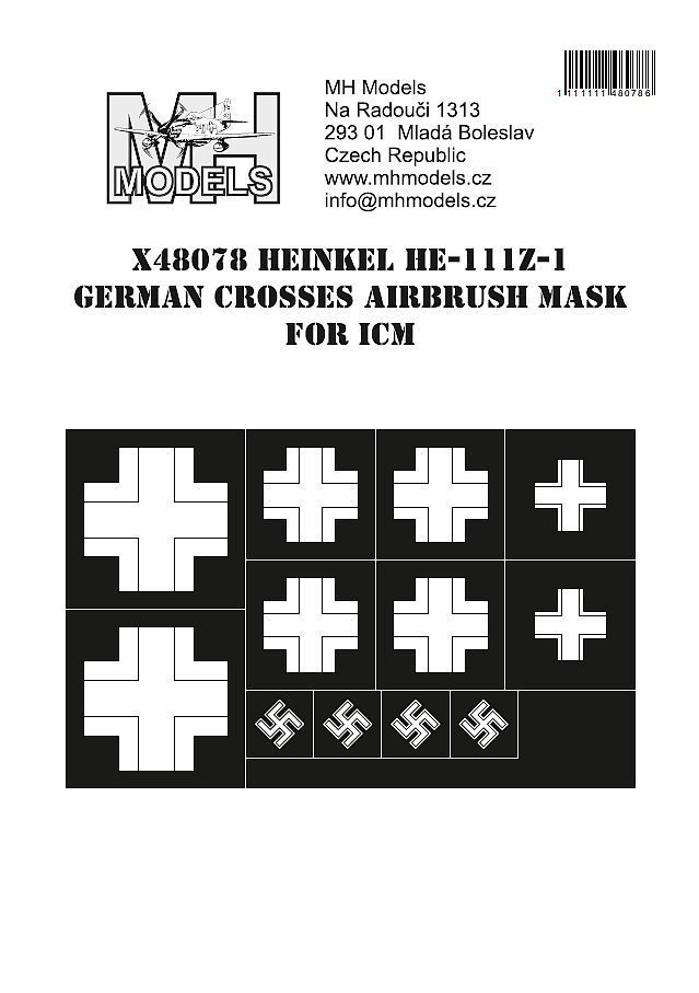 1:48 Heinkel He-111Z-1 German Crosses airbrush mask for ICM
