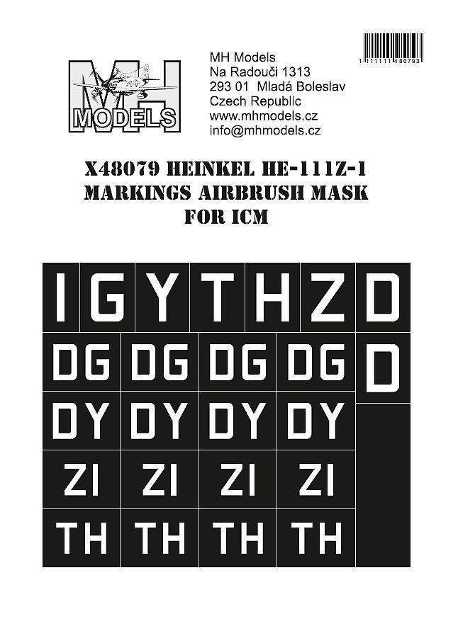 1:48 Heinkel He-111Z-1 Markings airbrush mask for ICM