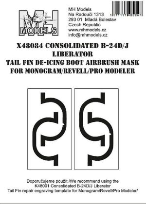 1:48 Consolidated B-24D/J Liberator Tail Fin De-icing Boot airbrush mask for Monogram/Revell
