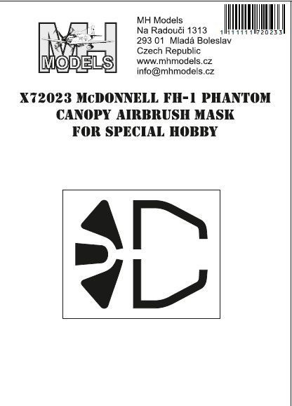 1:72 McDonnell FH-1 Phantom canopy airbrush mask for Special Hobby