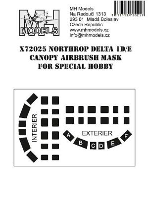 1:72 Northrop Delta 1D / E canopy airbrush mask for Special Hobby