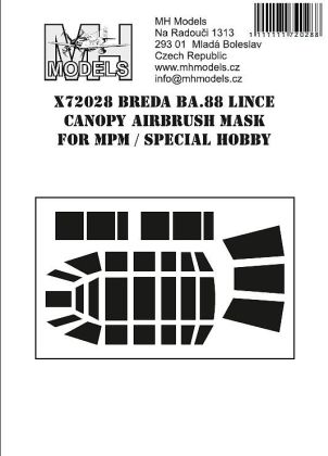 1:72 Breda Ba.88 Lince canopy airbrush mask for MPM / Special Hobby