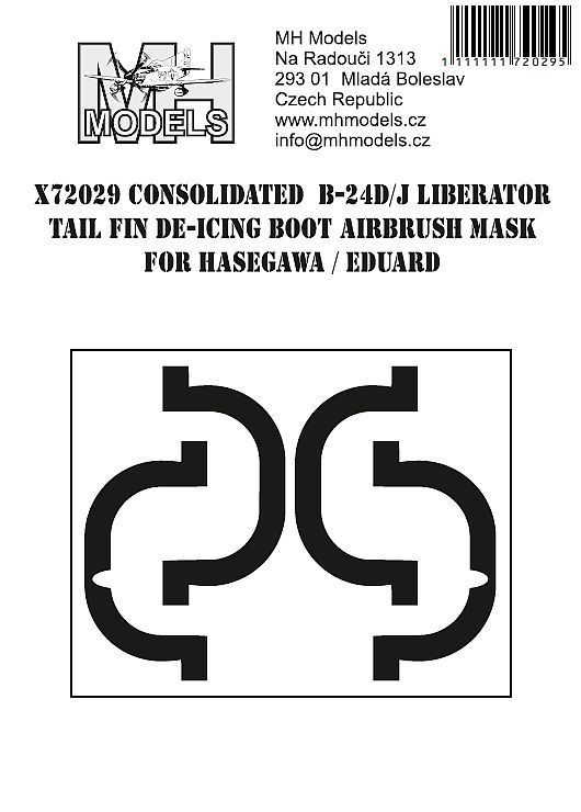 1:72 Consolidated B-24D/J Liberator Tail Fin De-icing Boot airbrush mask for Hasegawa/Eduard