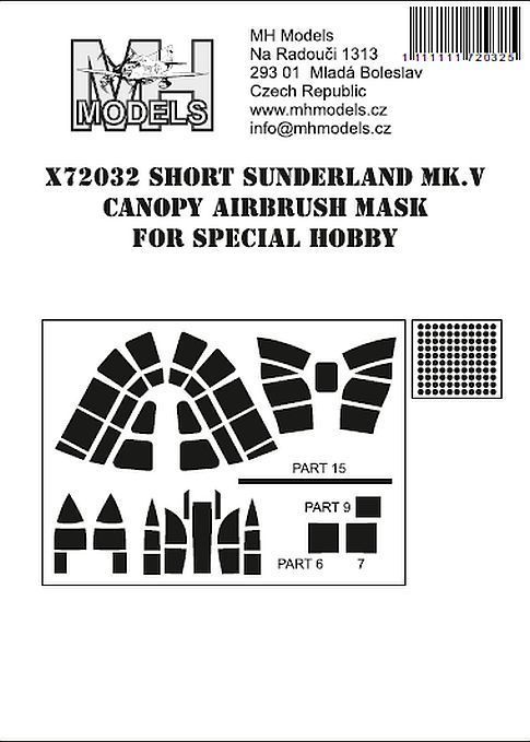1:72 Short Sunderland Mk.V Canopy airbrush mask for Special Hobby