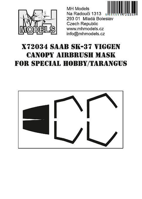 1:72 SAAB SK-37 Viggen Canopy airbrush mask for Special Hobby/Tarangus