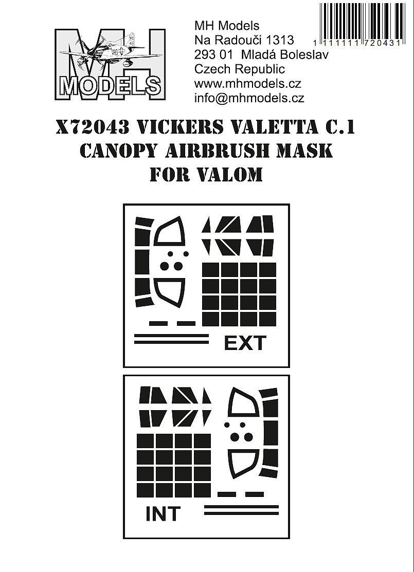 1:72 Vickers Valetta C.1 canopy airbrush mask for Valom
