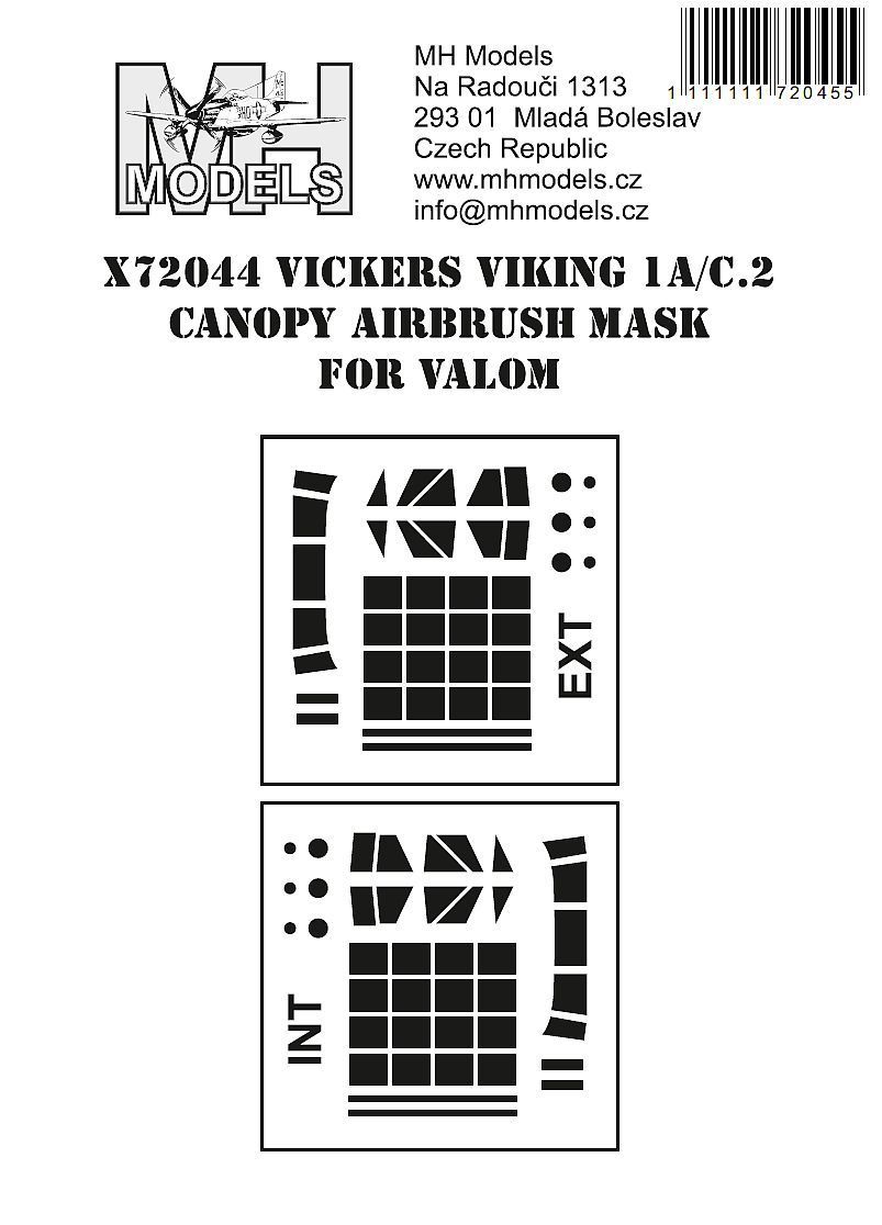 1:72 Vickers Viking 1A / C.2 canopy airbrush mask for Valom