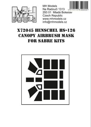1:72 Henschel Hs-126 canopy airbrush mask for Sabre Kits