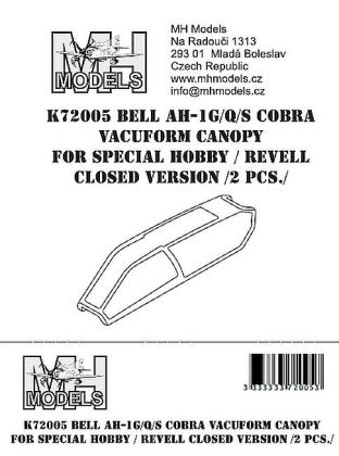 1:72 Bell AH-1G/Q/S Cobra vacuform canopy for Special Hobby/Revell closed version 2 pcs.
