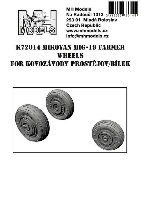 1:72 Mig-19 wheels for Kovozávody Prostějov / Bílek