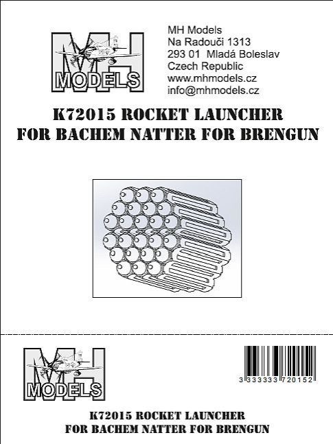 1:72 Rocket laucher with rockets for Bachem Natter for Brengun