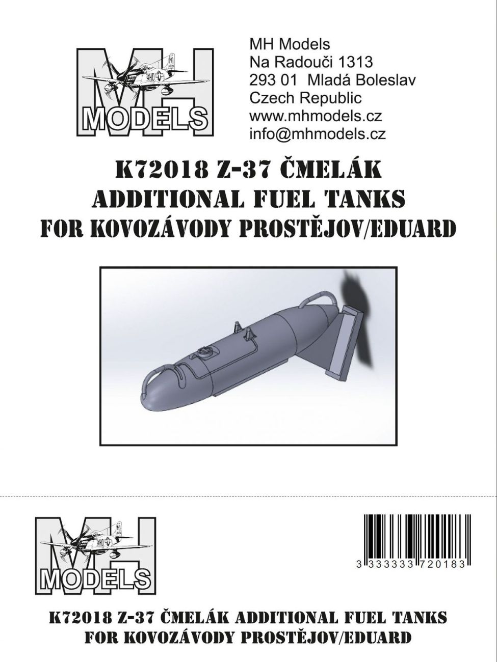 1:72 Z37 Cmelak additional underwing fuel tanks (KP, Eduard)