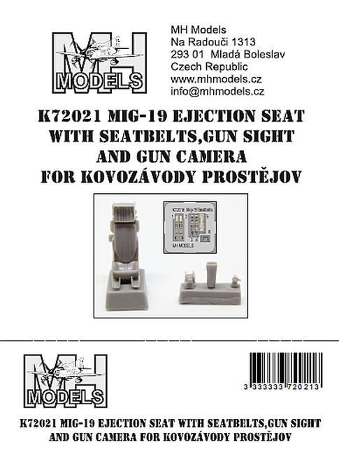 1:72 Mig-19 ejection seat with seatbelts,gun sight and gun camera for Kovozávody Prostějov