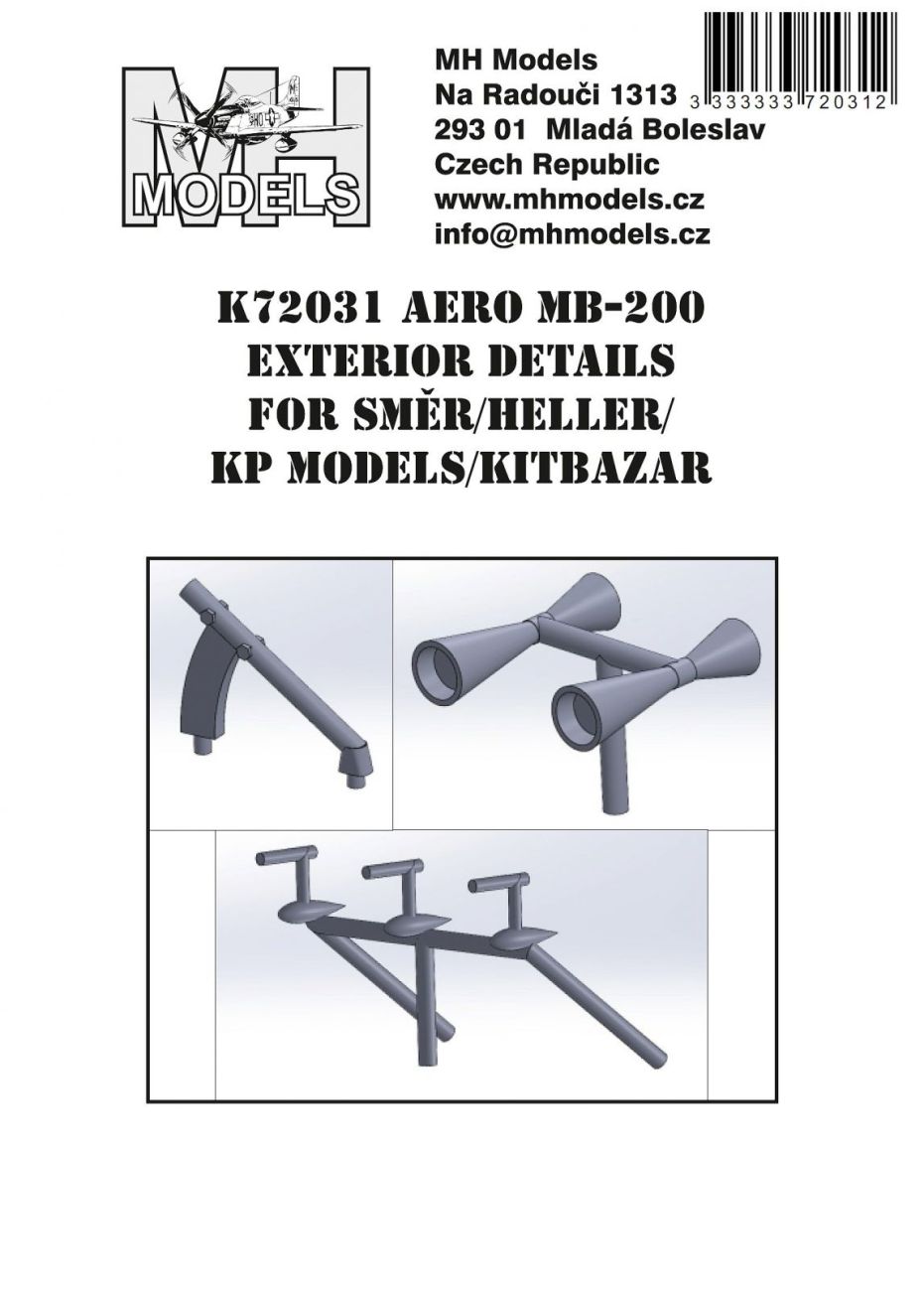 1:72 Aero MB-200 Exterior details for Směr/Heller/Kitbazar